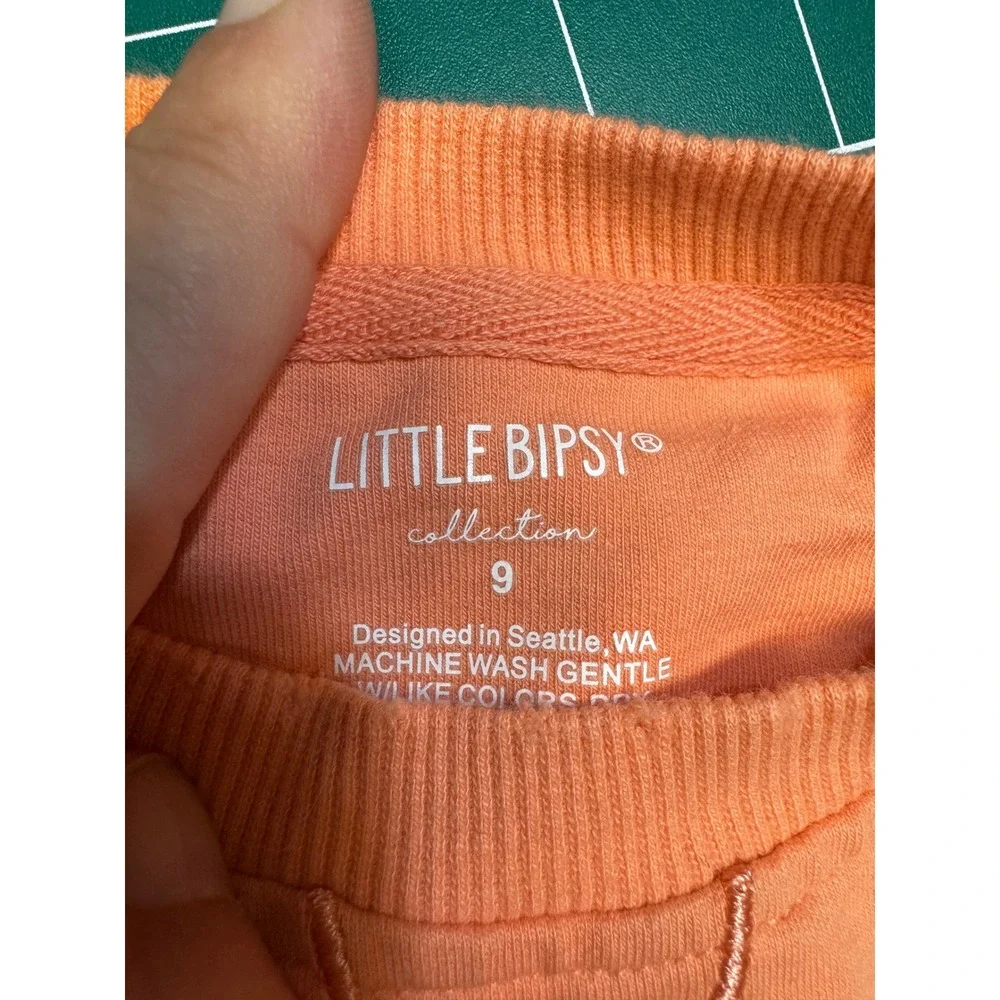 Little Bipsy Collection Kids Peach Orange Lightning Bolt Sweatshirt Jogger Set 9
